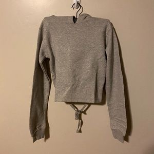 Pretty Little Thing Lace Up Back Cropped Hoodie